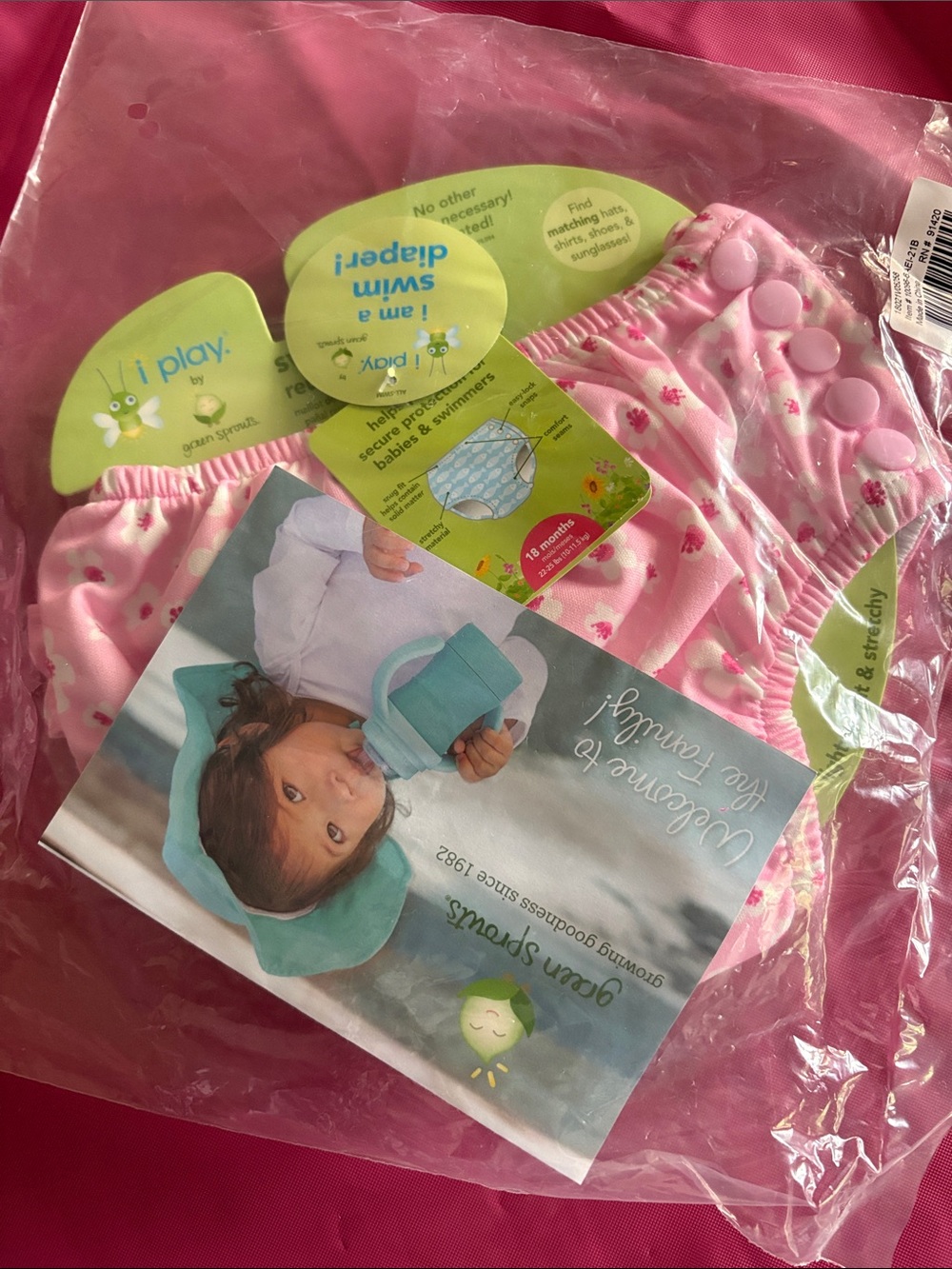 i play by Green Sprouts Pink Floral Kids Swim Diaper